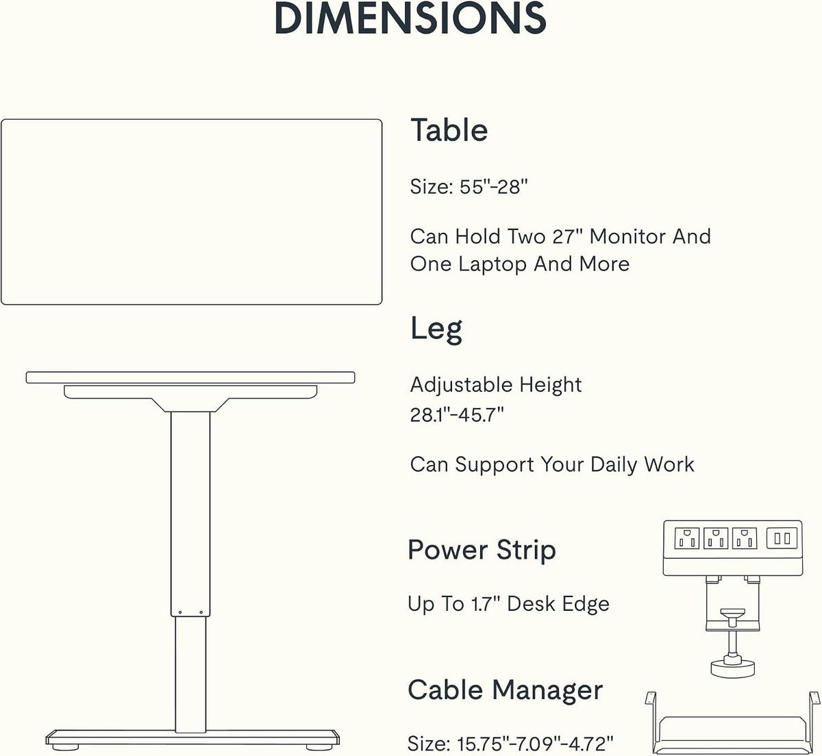 FLEXISPOT EN2 55"X28" Standing Desk with Power Strip Bundle, Mahogany
