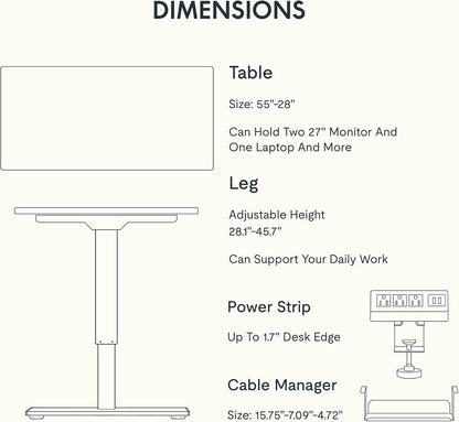 FLEXISPOT EN2 55"X28" Standing Desk with Power Strip Bundle, Mahogany