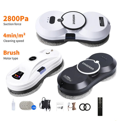 Window Cleaning Robot 5600PA Large Suction Electric Spray Window Cleaning Robot Fall Prevention Remote Cleaner